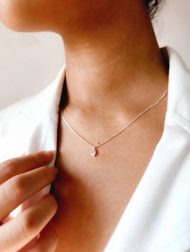 Choker Necklace Point of Light Drop 45 cm Pure 925 Silver